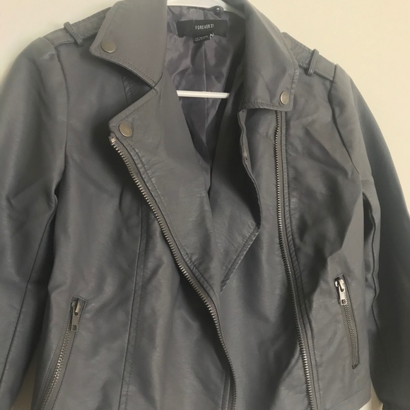 Gray Faux Leather Jacket - Picture 2 of 5